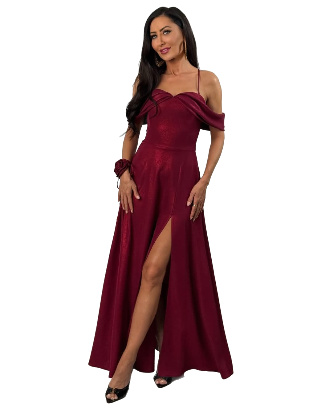 Bordowa Sukienka Silla Maxi