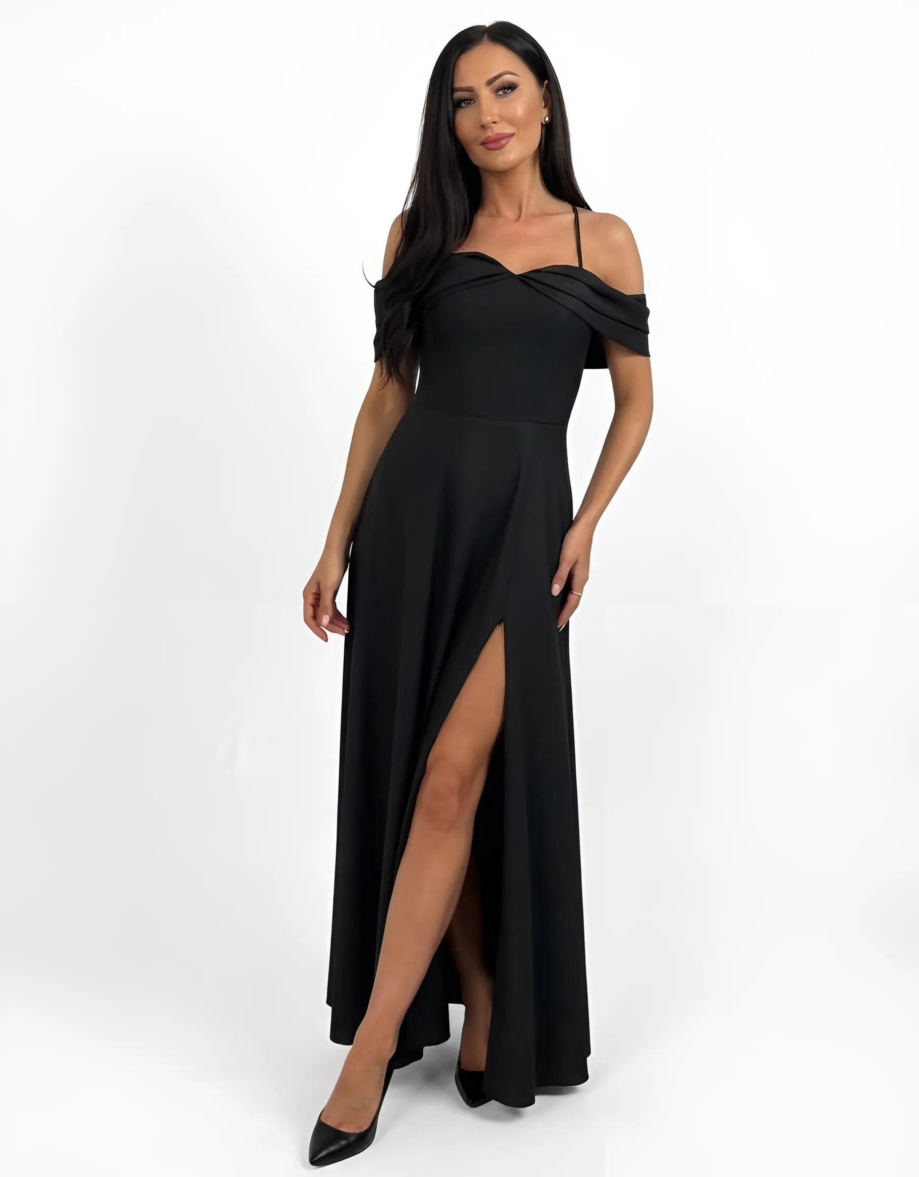 Czarna Sukienka Silla Maxi