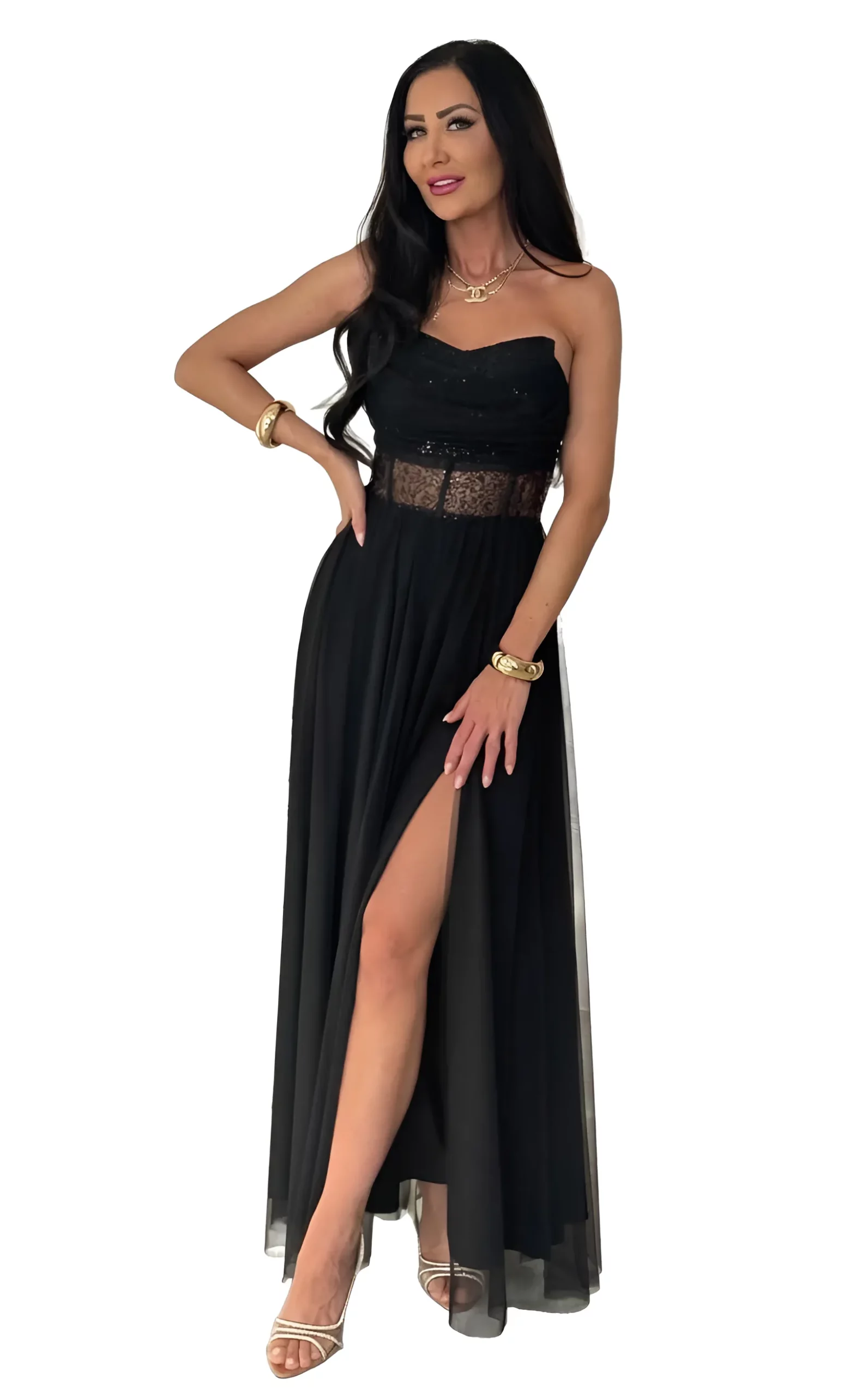 Czarna Sukienka Amaya Maxi