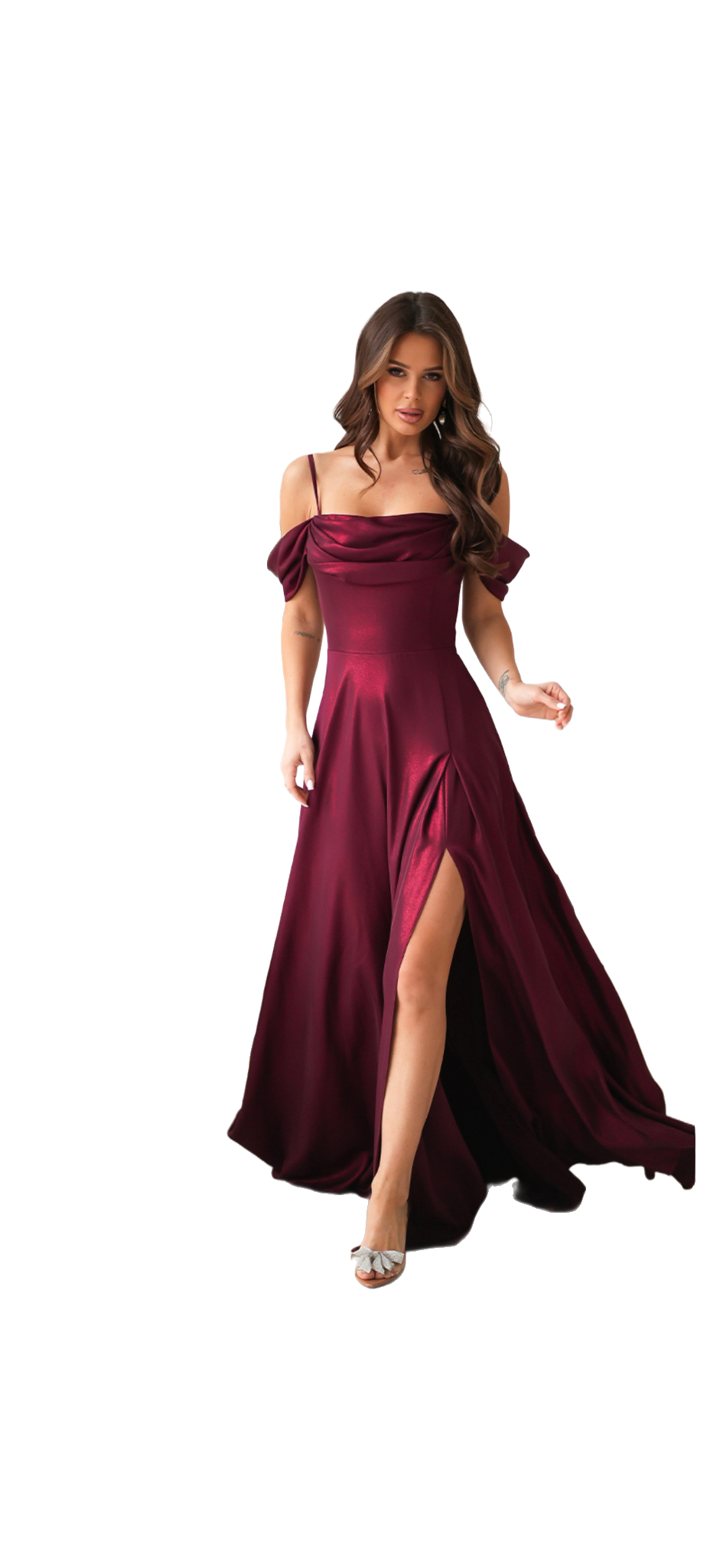 Bordowa Sukienka Isabella Maxi