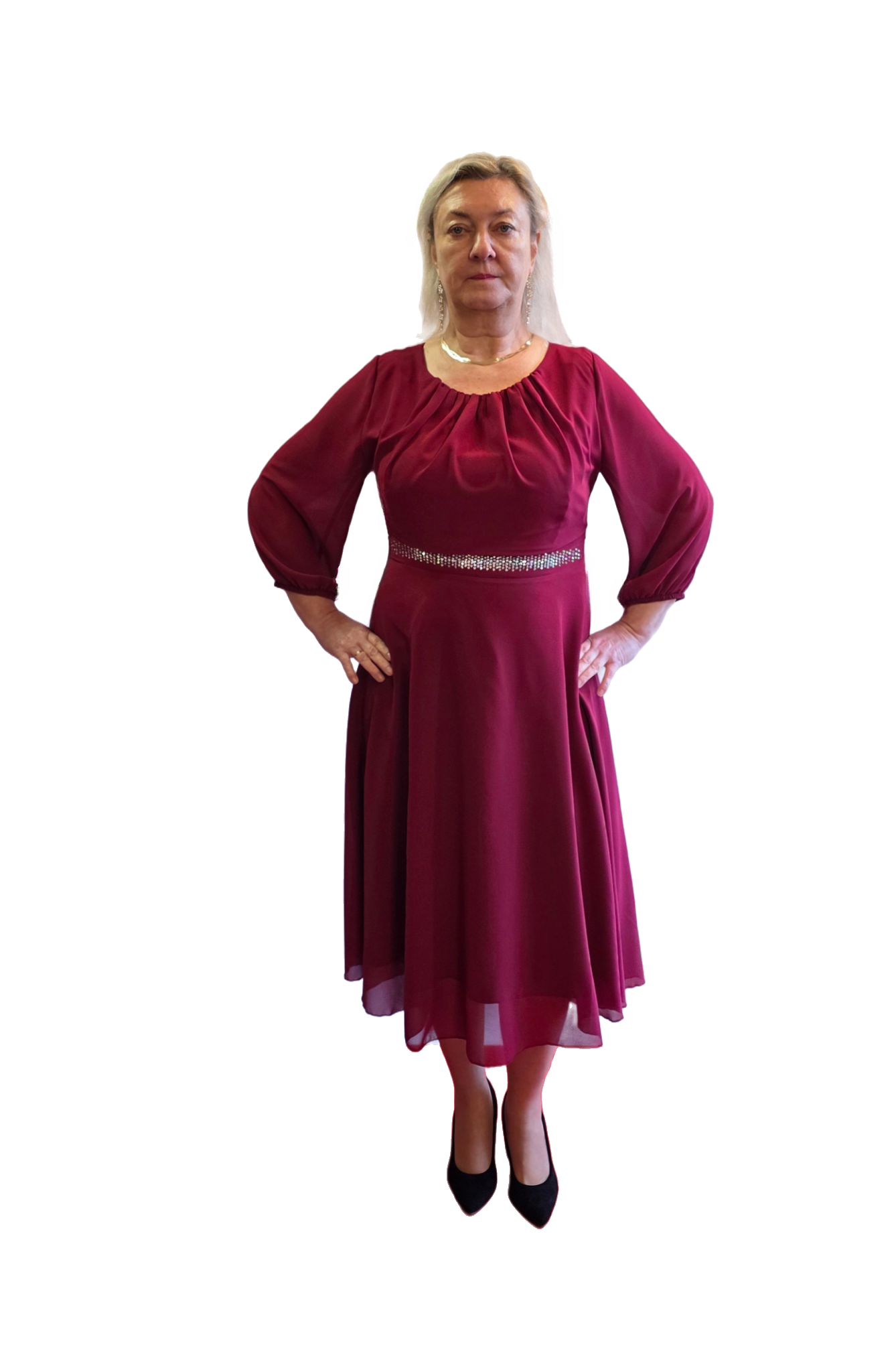 Bordowa Sukienka Mariza Midi