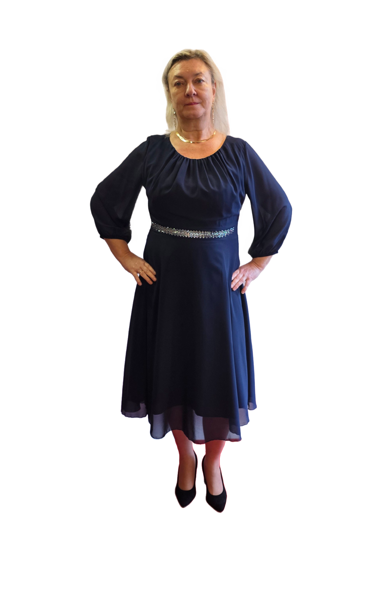 Granatowa Sukienka Mariza Midi