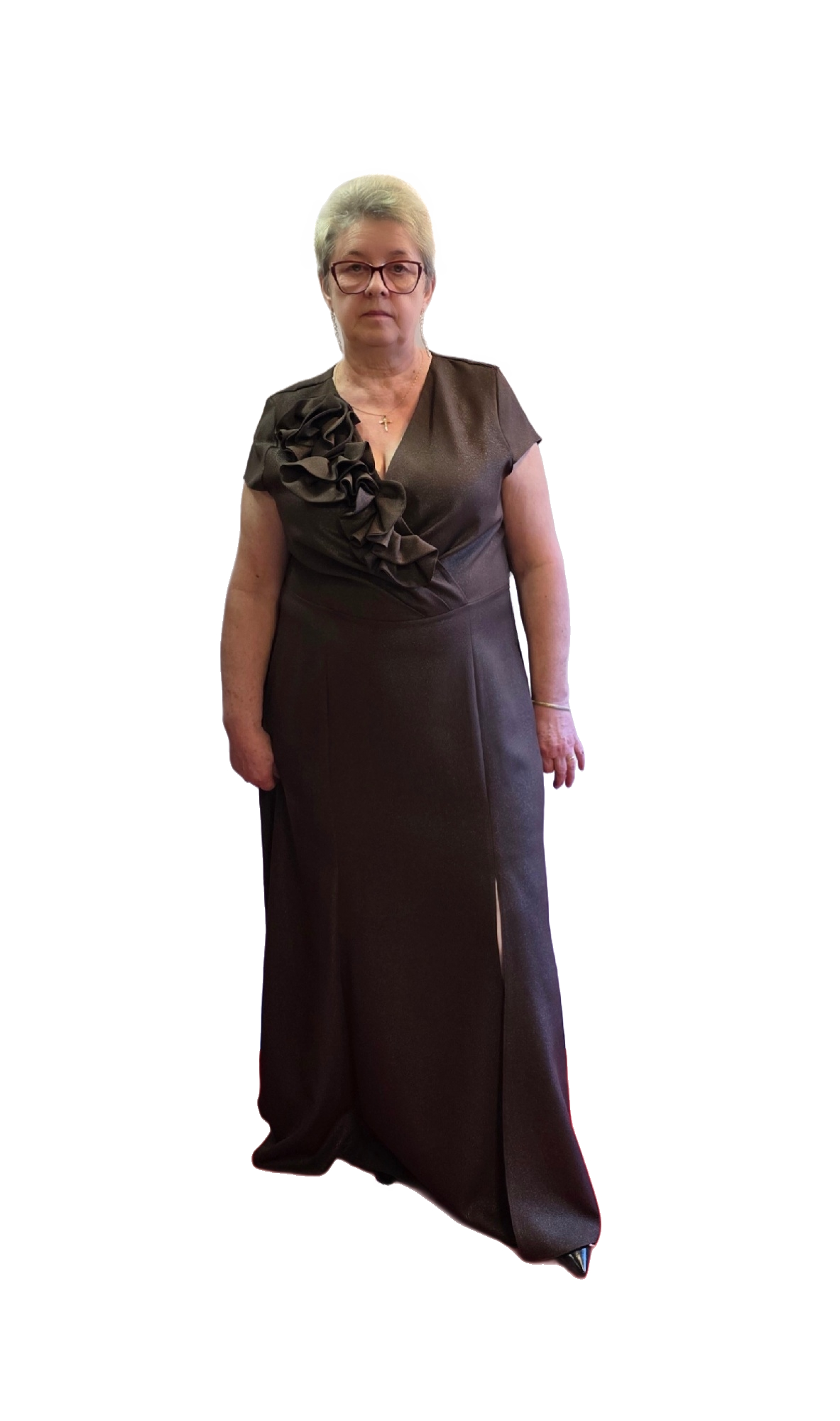 Czekoladowa Sukienka Róża Maxi