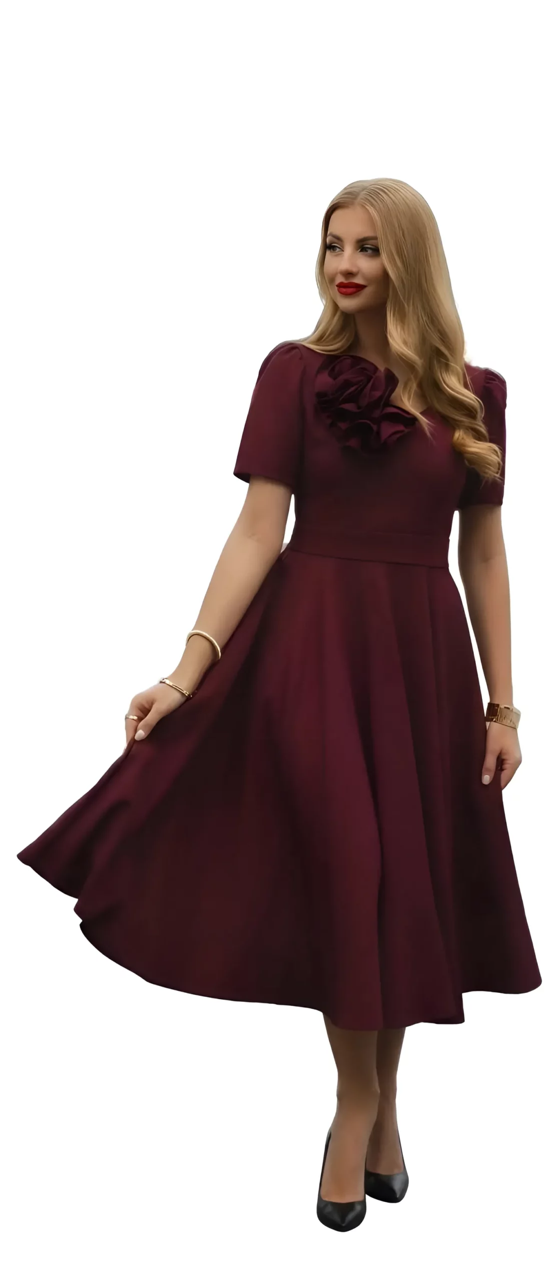 Śliwkowa Sukienka Rubi Midi